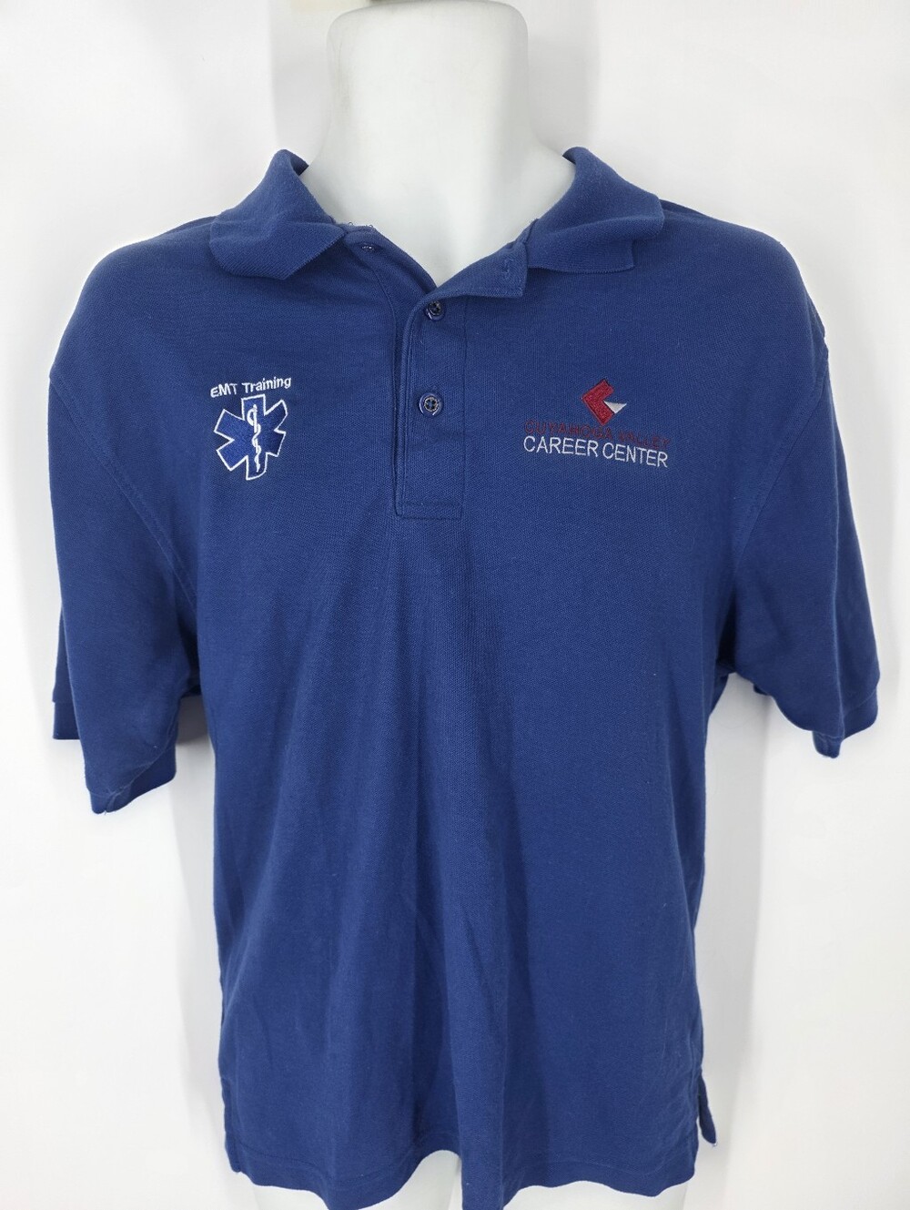 ​Port Authority Polo Shirt Medium M Blue EMT Training Cuyahoga Valley Career